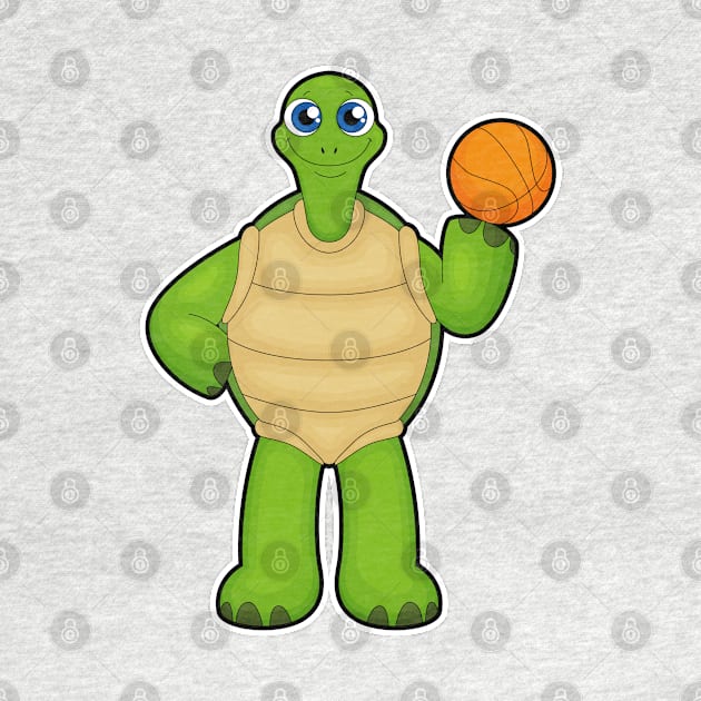 Turtle as Basketball player with Basketball by Markus Schnabel